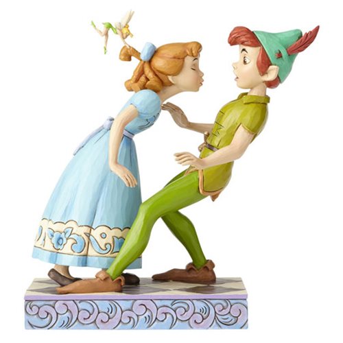 Load image into Gallery viewer, Disney Traditions Peter Pan, Wendy, and Tinker Bell An Unexpected Kiss
